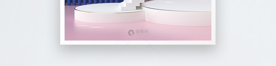 粉蓝撞色立体C4D38妇女节淘宝促销banner图片