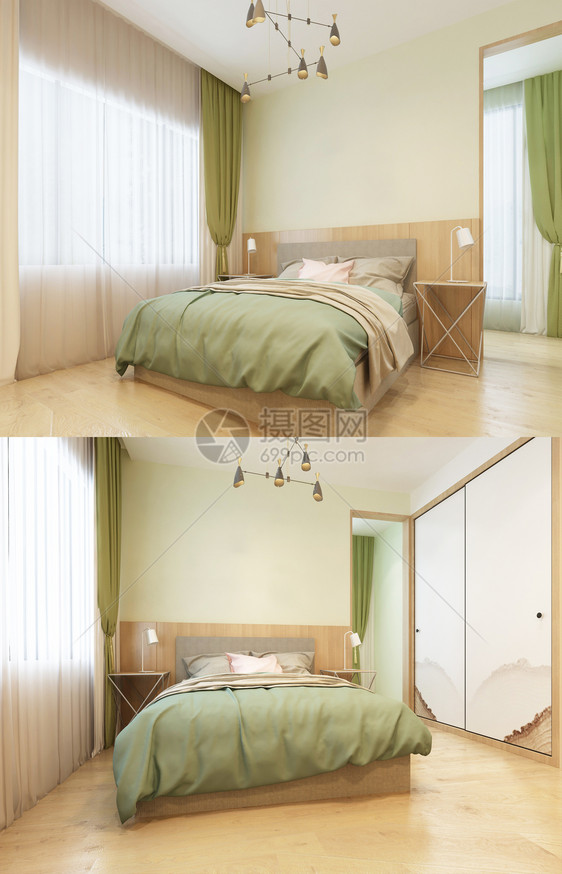 北欧卧室空间效果图设计图片