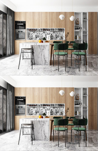 北欧家居厨房餐厅效果图设计图片