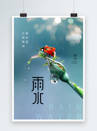 时尚简约雨水24节气海报图片