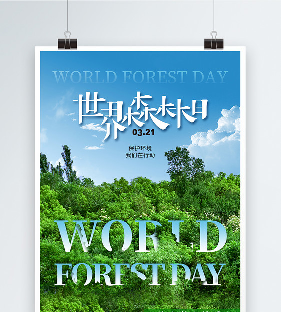 时尚大气世界森林日海报图片