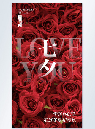 玫瑰花七夕情人节摄影图海报图片