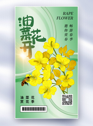 油菜花节清新时尚油菜花赏花节全屏海报模板