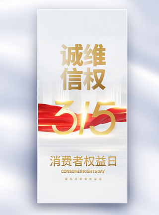 315权益海报白金大气315国际消费者权益日长屏海报模板