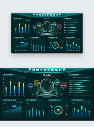经济全球化经济类数据可视化大屏设计驾驶舱设计web端UI设计界面模板