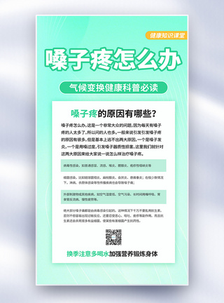 防感染嗓子疼应注意什么医疗科普全屏海报模板