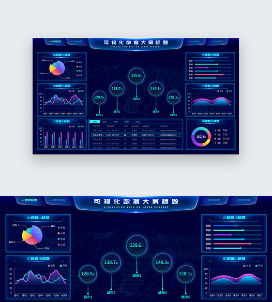数据可视化大屏设计驾驶舱设计web端UI设计界面图片