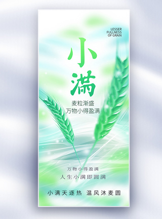 绿色薄荷曼波风小满节气创意长屏海报图片