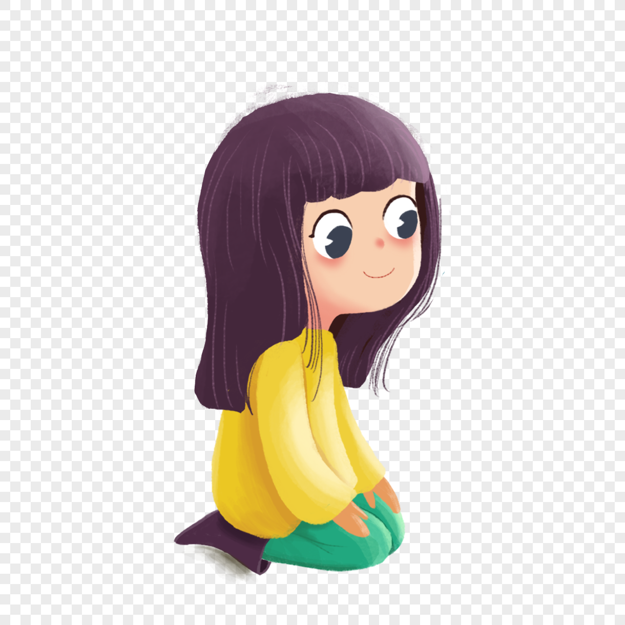 跪在地上的女孩