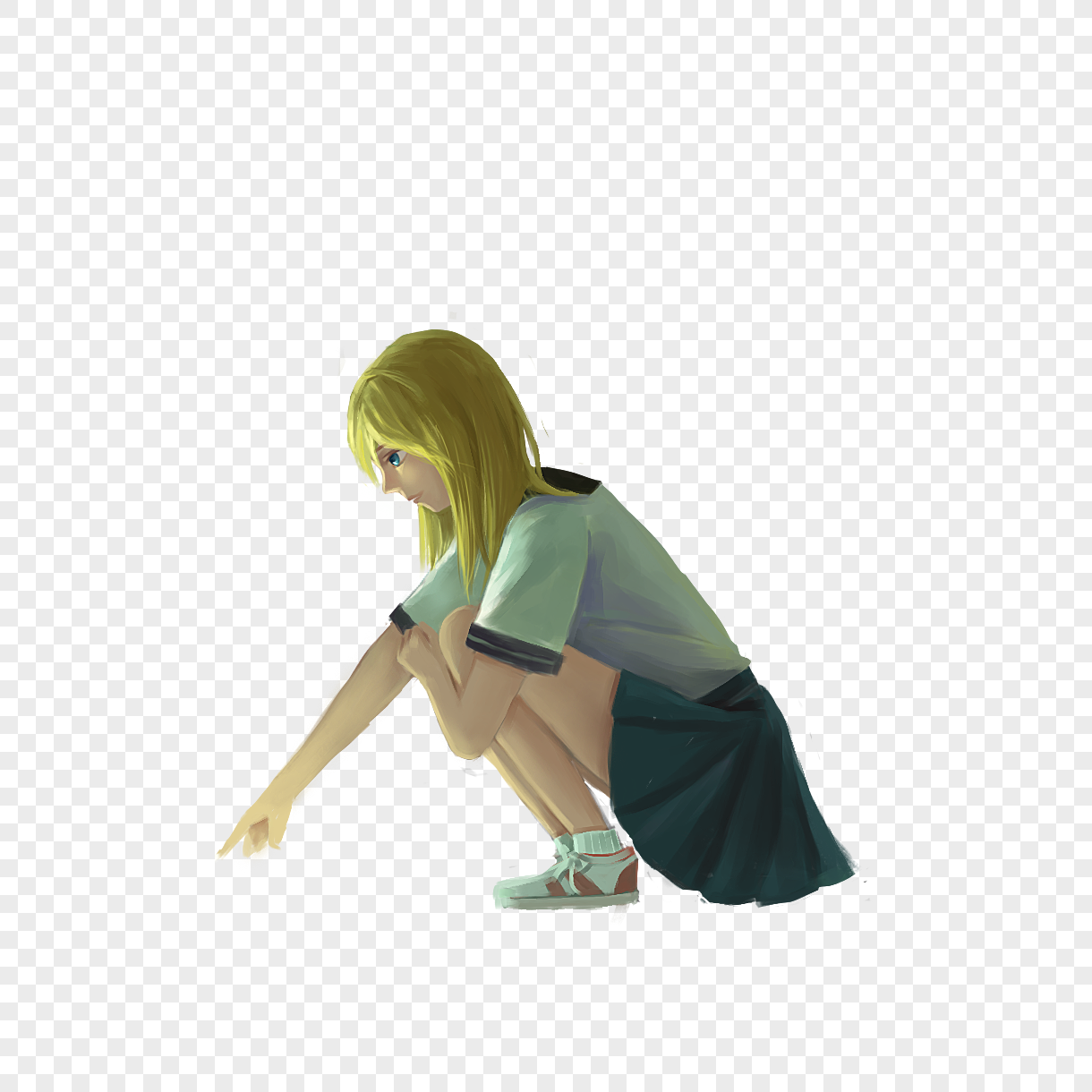 蹲着的女孩