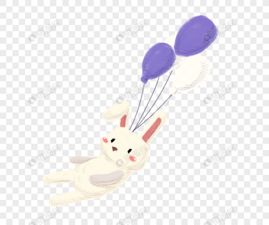 气球带飞的兔子图片
