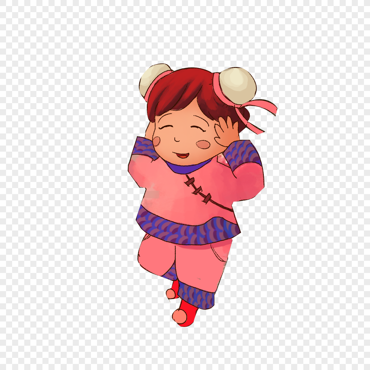 图片 素材 手绘/卡通元素 捂耳朵的女孩.