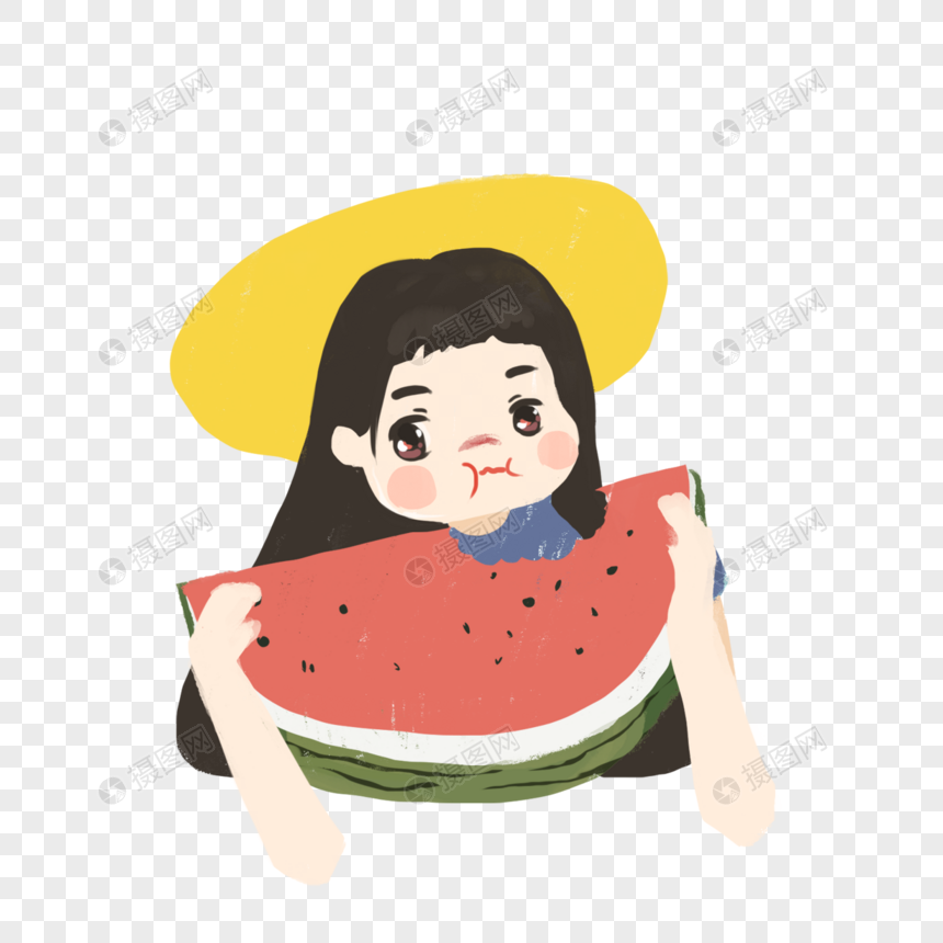 吃西瓜的女孩
