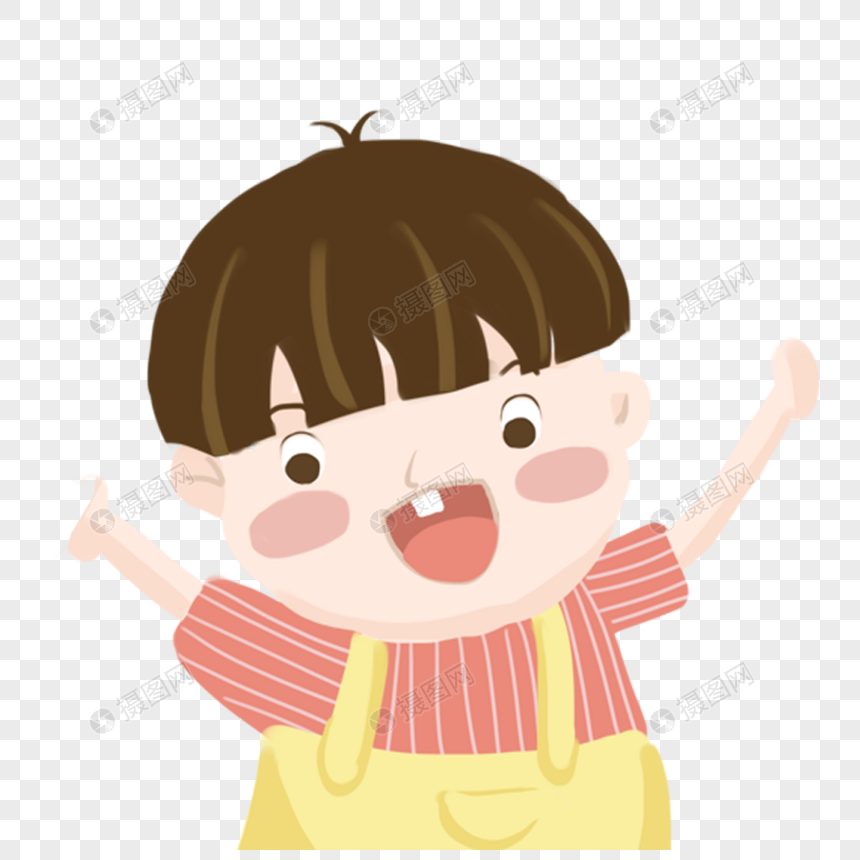 图片 素材 手绘/卡通元素 西瓜头小男孩.