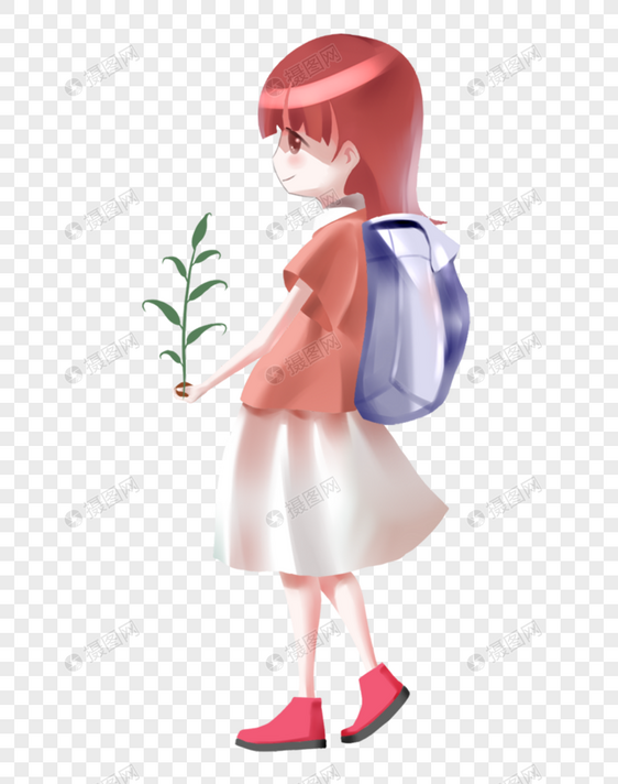 背着书包的女孩