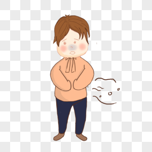 肚子痛好喜欢表情卡通人物可爱插画高清图片摄小兔卡通形象肚子痛配图