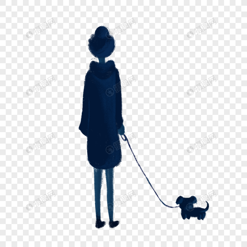 牵着狗的女孩