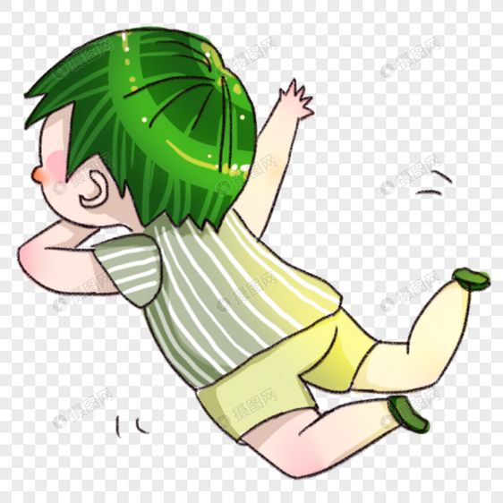 卡通摔倒小男孩