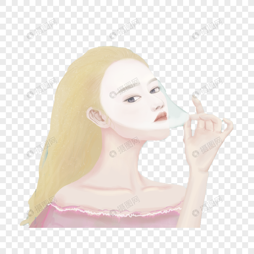 敷面膜的女孩