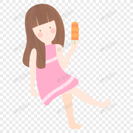 吃冰棍的小女孩