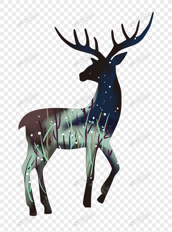 手绘星空欧式鹿