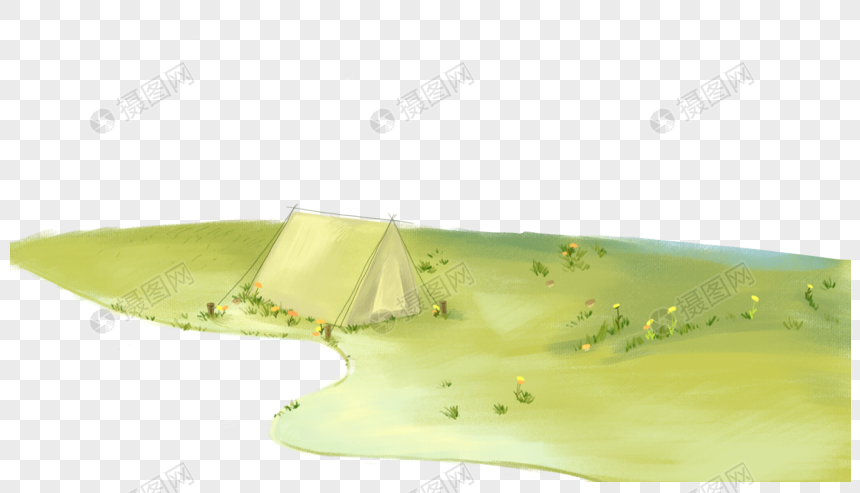 草地上的帐篷免抠分层图片