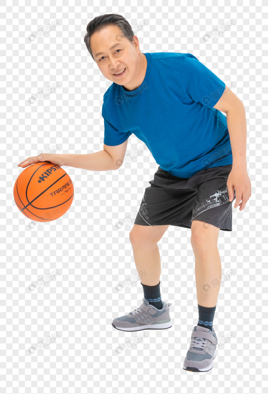 打篮球的老年人元素素材PNG格式_设计素材免