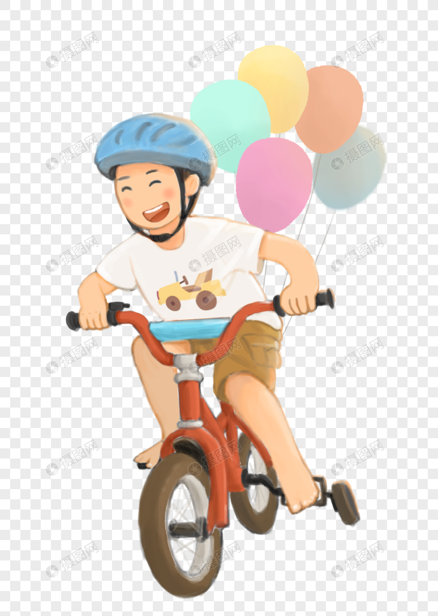 小孩骑自行车图片