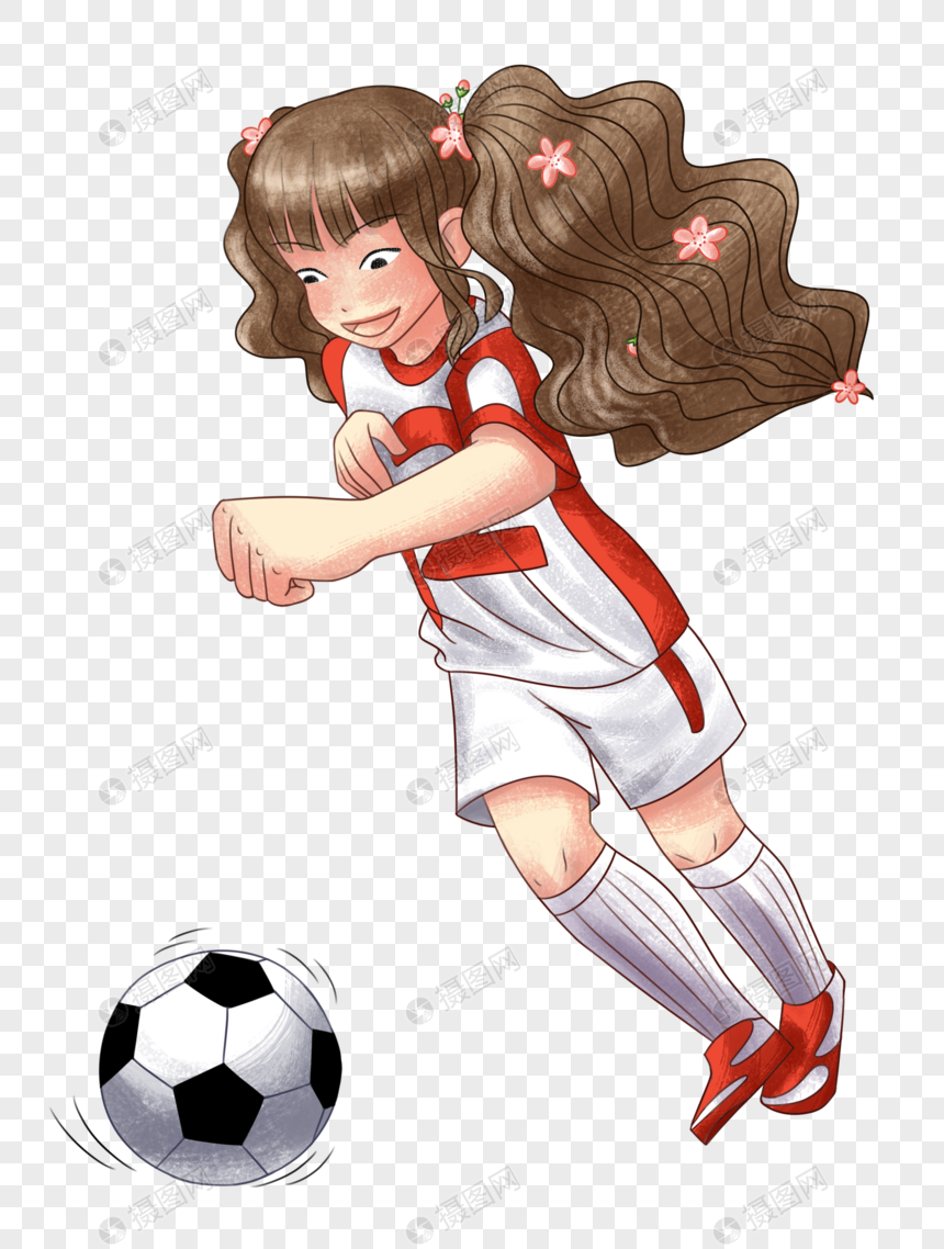 女孩踢足球图片