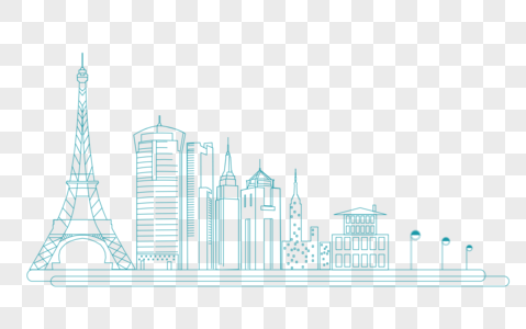 城市蓝色线条铁塔高清图片