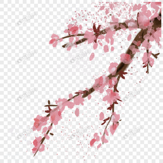 水彩桃花元素