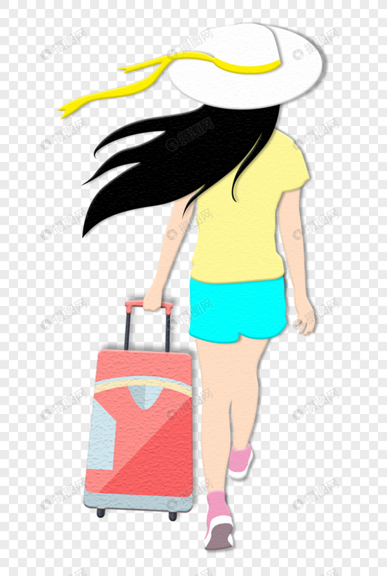 拖着行李箱的女孩