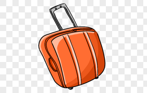 小行李箱橙色旅游箱高清图片