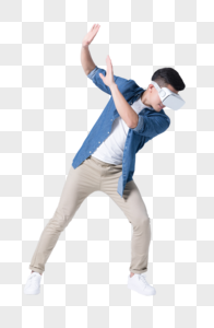 年轻男子戴VR眼镜体验虚拟现实图片图片