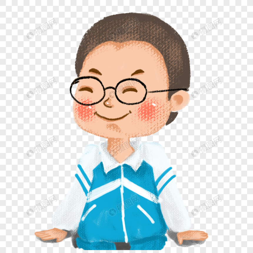 图片 素材 手绘/卡通元素 穿校服的男孩.