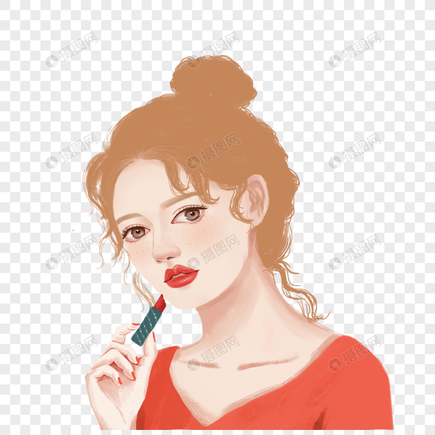 擦口红女孩