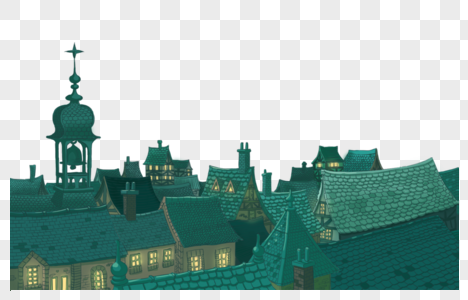手绘城堡建筑群图片