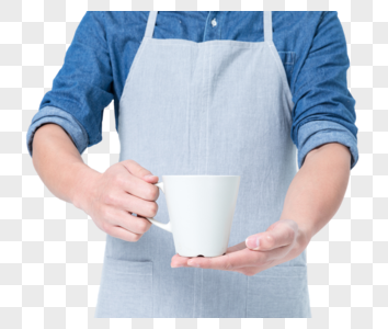 拿着咖啡杯的咖啡师服务员图片图片