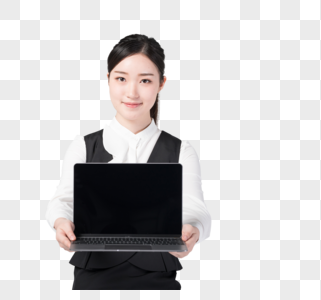 手拿笔记本电脑的职场女性图片图片
