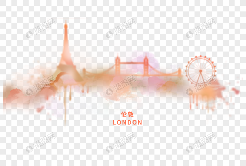 伦敦水彩插画图片