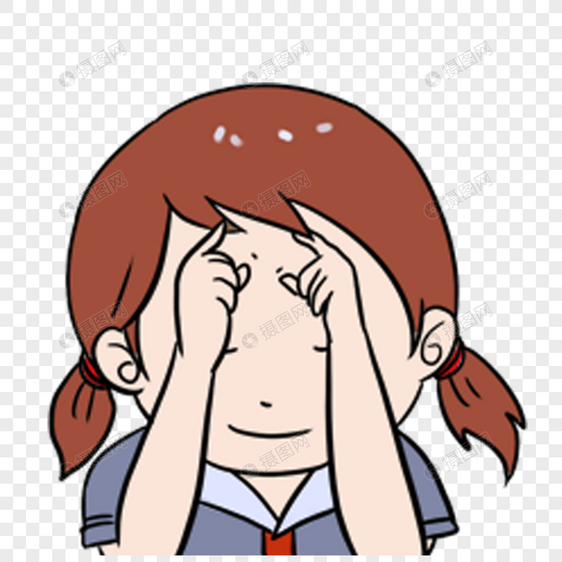 免抠元素 做眼保健操女孩.