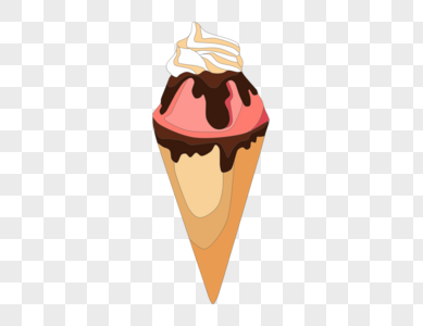 奶油冰淇淋巧克力酱雪糕高清图片