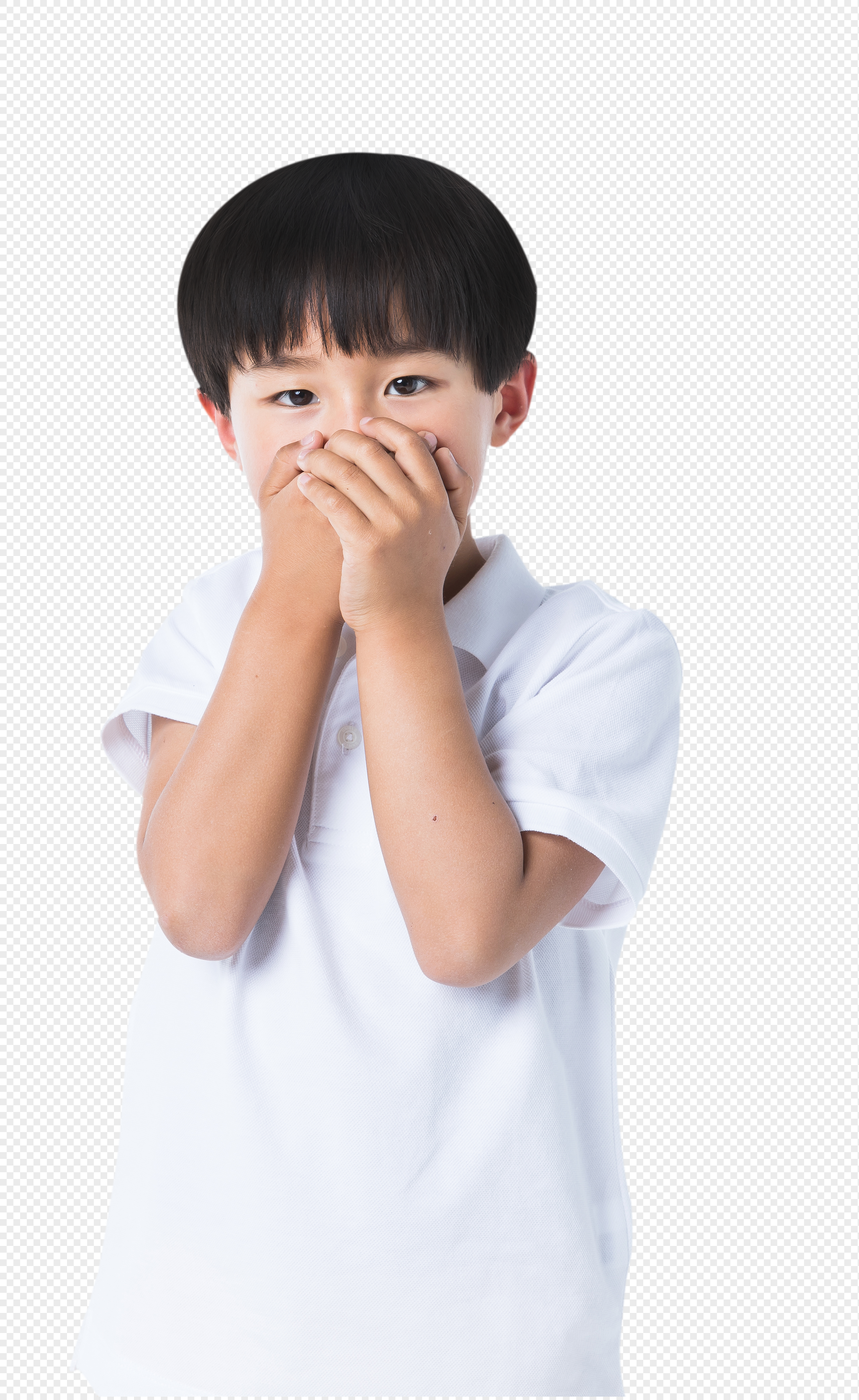 捂着嘴巴的小孩