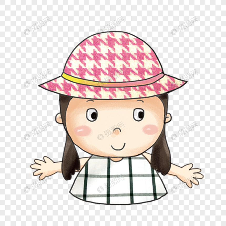 戴帽子女孩