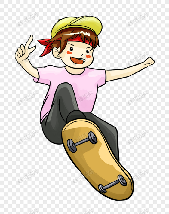 玩滑板的男孩