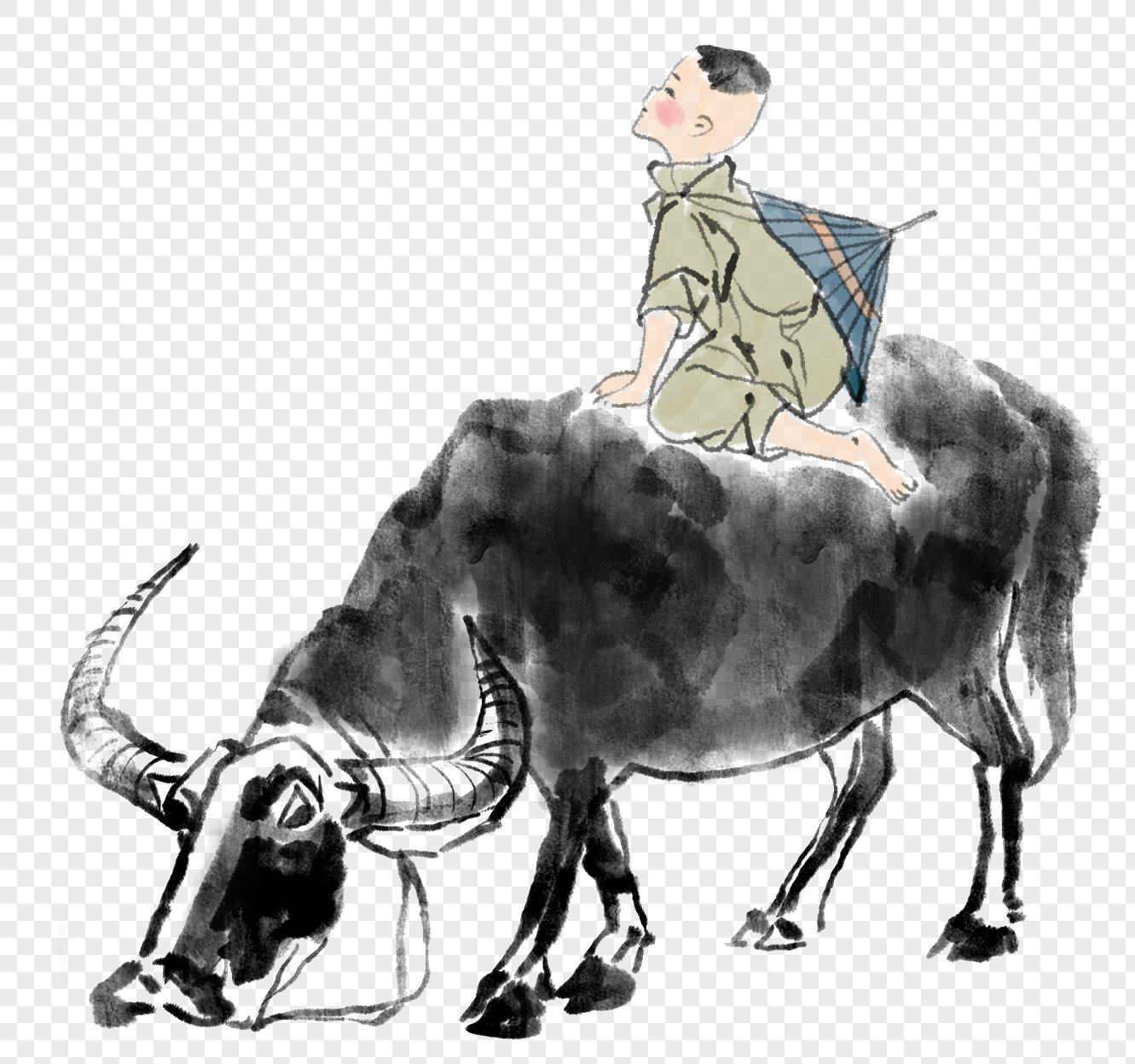 qq好友 微信朋友圈 qq空间 新浪微博  花瓣 举报 标签: 放牛娃水墨牛