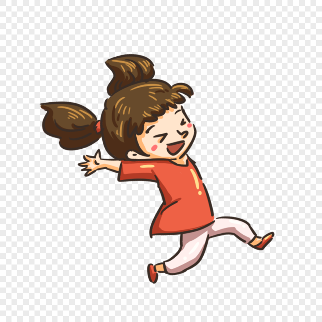奔跑女孩元素素材png格式_设计素材免费下载_vrf高清