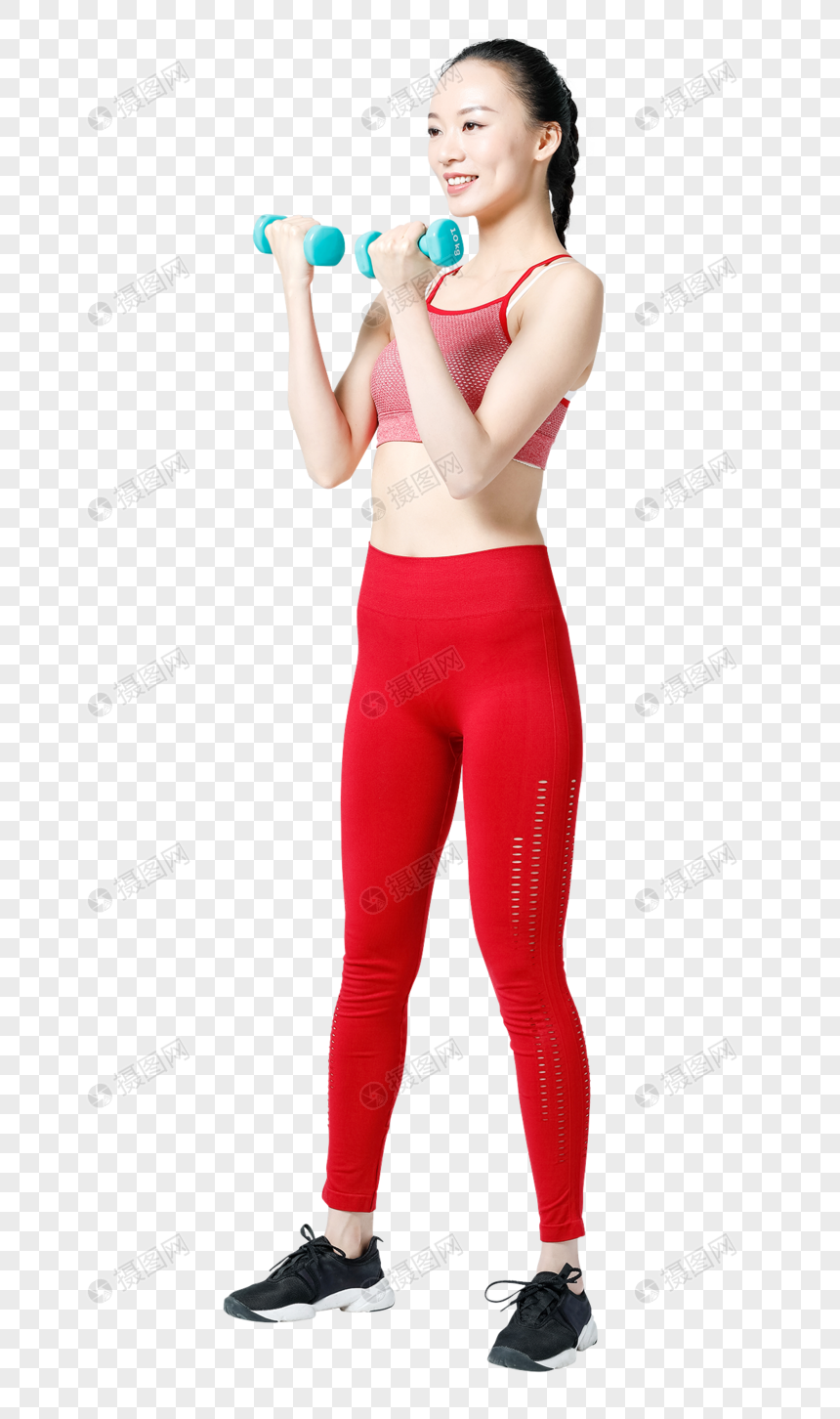 健身女性手举哑铃运动图片