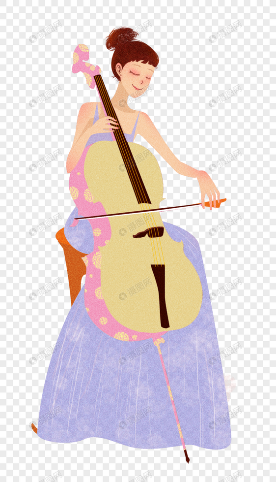 拉大提琴的女生图片