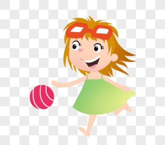 玩球的小女孩图片